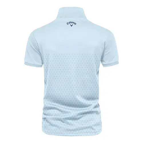 PGA Trophy Pattern Light Blue Update Logo 2025 PGA Championship Callaway Vneck Polo Shirt Style Classic Polo Shirt For Men