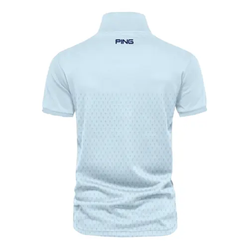 PGA Trophy Pattern Light Blue Update Logo 2025 PGA Championship Ping Vneck Polo Shirt Style Classic Polo Shirt For Men