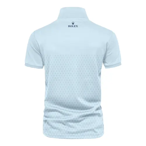 PGA Trophy Pattern Light Blue Update Logo 2025 PGA Championship Rolex Vneck Polo Shirt Style Classic Polo Shirt For Men