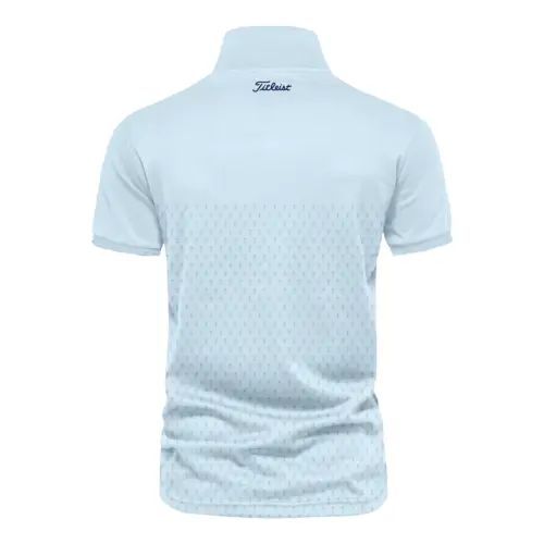 PGA Trophy Pattern Light Blue Update Logo 2025 PGA Championship Titleist Vneck Polo Shirt Style Classic Polo Shirt For Men