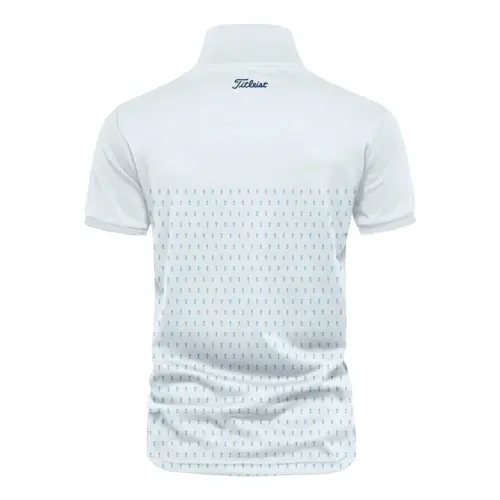 U.S Open Trophy Pattern Light Blue Updated Logo 125th U.S. Open Titleist Vneck Polo Shirt Style Classic Polo Shirt For Men