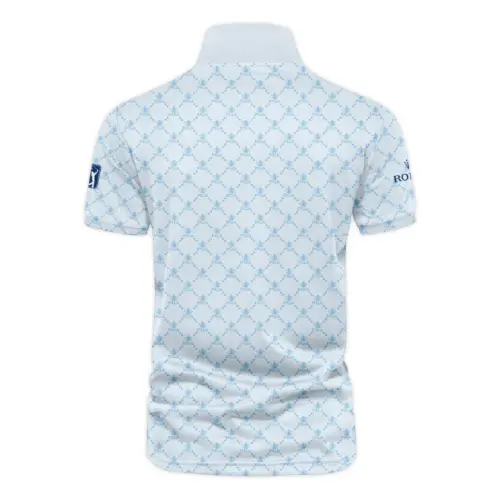 Golf Sport Pattern Light Blue Style Update Logo 2025 PGA Championship Rolex Vneck Polo Shirt Style Classic
