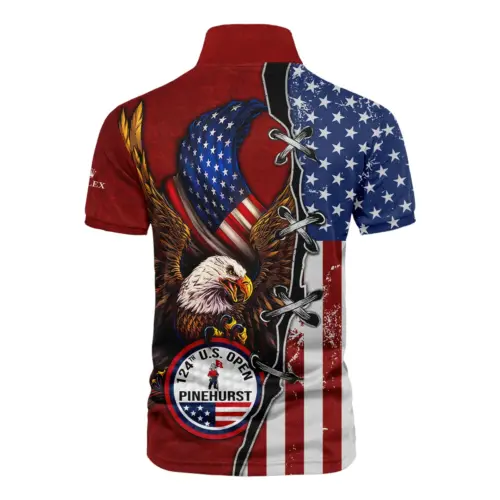 Golf Eagle Sport Vintage Red Updated Logo 125th U.S. Open Rolex Vneck Polo Shirt Style Classic Polo Shirt For Men