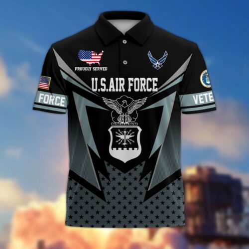 Premium US Air Force Polo Shirt, Gifts For US Veterans, Gifts On Father's Day, Independence Day, Armed Forces Day, Veterans Day, Memorial Day