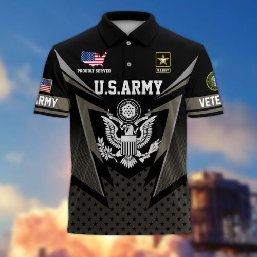Premium US Army Polo Shirt, Gifts For US Veterans, Gifts On Father's Day, Independence Day, Armed Forces Day, Veterans Day, Memorial Day