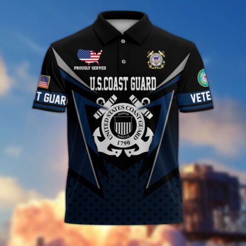Premium US Coast Guard Polo Shirt, Gifts For US Veterans, Gifts On Father's Day, Independence Day, Armed Forces Day, Veterans Day, Memorial Day