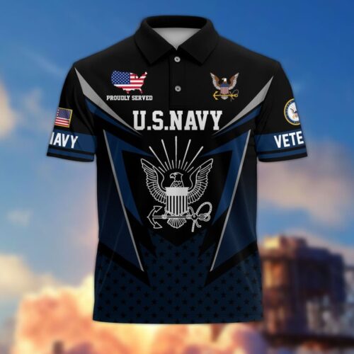 Premium US Navy Polo Shirt, Gifts For US Veterans, Gifts On Father's Day, Independence Day, Armed Forces Day, Veterans Day, Memorial Day