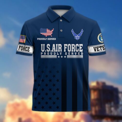 Premium US Air Force Polo Shirt, Gifts For US Veterans, Gifts On Father's Day, Independence Day, Armed Forces Day, Veterans Day, Memorial Day