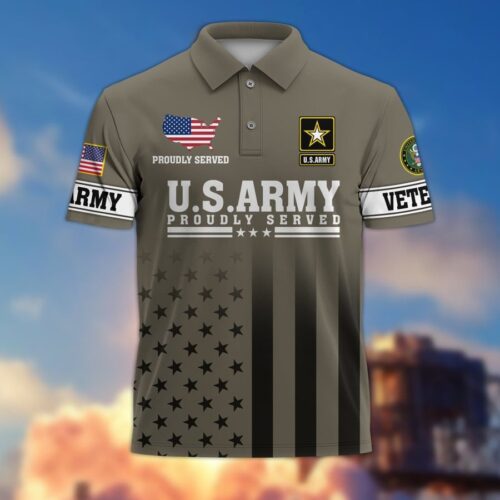 Premium US Army Polo Shirt, Gifts For US Veterans, Gifts On Father's Day, Independence Day, Armed Forces Day, Veterans Day, Memorial Day