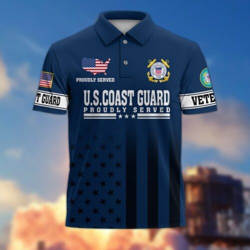 Premium US Coast Guard Polo Shirt, Gifts For US Veterans, Gifts On Father's Day, Independence Day, Armed Forces Day, Veterans Day, Memorial Day