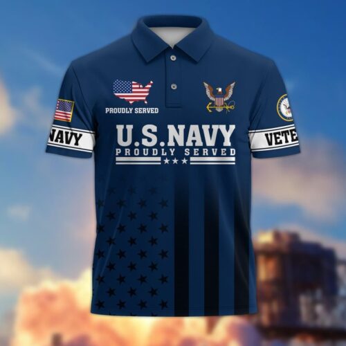 Premium US Navy Polo Shirt, Gifts For US Veterans, Gifts On Father's Day, Independence Day, Armed Forces Day, Veterans Day, Memorial Day