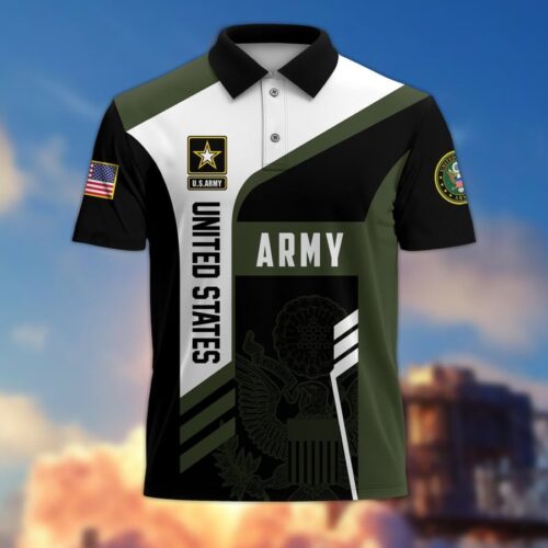 Premium US Army Polo Shirt, Gifts For US Veterans, Gifts On Father's Day, Independence Day, Armed Forces Day, Veterans Day, Memorial Day