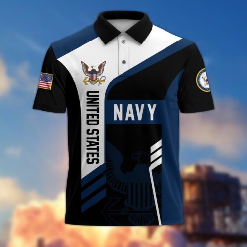 Premium US Navy Polo Shirt, Gifts For US Veterans, Gifts On Father's Day, Independence Day, Armed Forces Day, Veterans Day, Memorial Day