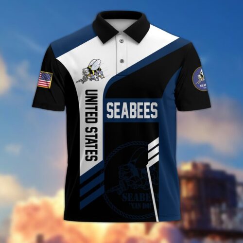 Premium US Seabee Polo Shirt, Gifts For US Veterans, Gifts On Father's Day, Independence Day, Armed Forces Day, Veterans Day, Memorial Day