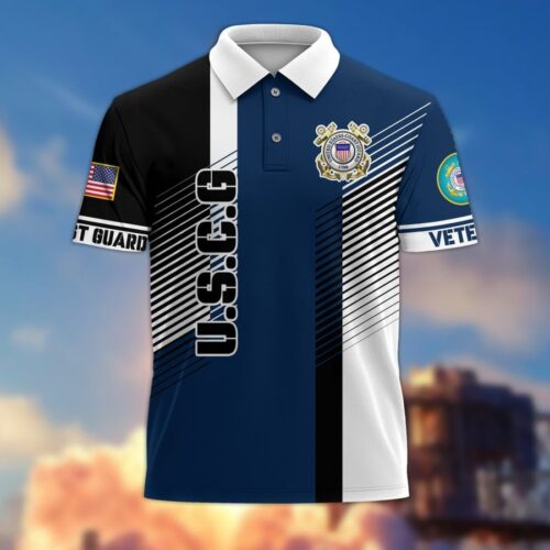 Premium US Coast Guard Polo Shirt, Gifts For US Veterans, Gifts On Father's Day, Independence Day, Armed Forces Day, Veterans Day, Memorial Day