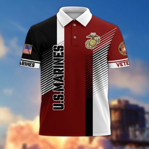 Premium US Marines Polo Shirt, Gifts For US Veterans, Gifts On Father's Day, Independence Day, Armed Forces Day, Veterans Day, Memorial Day