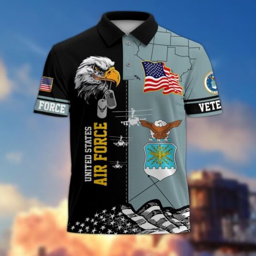 Premium US Air Force Polo Shirt, Gifts For US Veterans, Gifts On Father's Day, Independence Day, Armed Forces Day, Veterans Day, Memorial Day