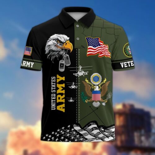 Premium US Army Polo Shirt, Gifts For US Veterans, Gifts On Father's Day, Independence Day, Armed Forces Day, Veterans Day, Memorial Day