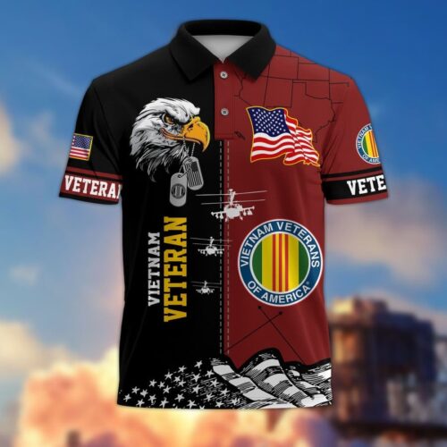 Premium Vietnam Veteran Polo Shirt, Gifts For US Veterans, Gifts On Father's Day, Independence Day, Armed Forces Day, Veterans Day, Memorial Day