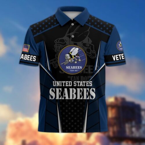 Premium US Seabee Polo Shirt, Gifts For US Veterans, Gifts On Father's Day, Independence Day, Armed Forces Day, Veterans Day, Memorial Day