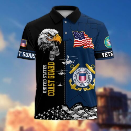 Premium US Coast Guard Polo Shirt, Gifts For US Veterans, Gifts On Father's Day, Independence Day, Armed Forces Day, Veterans Day, Memorial Day
