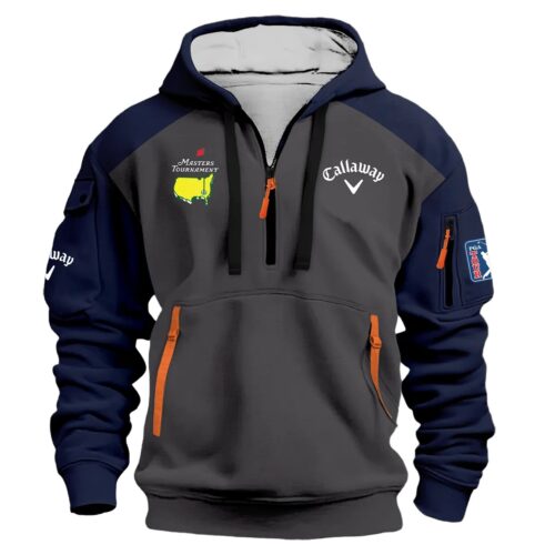 Navy Callaway Masters Tournament Exclusive Logo Hoodie Half Zipper Shirt All Over Prints Gift For Fans
